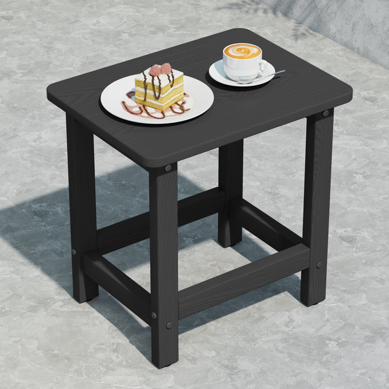 All Weather Poly Adirondack Outdoor Side Table End Table –HDPE Weatherproof & Durable Patio Side Table, Black
