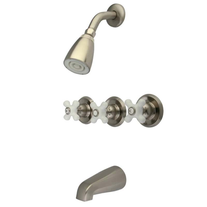 Tub and Shower Faucet with Rough-in Valve, Brushed Nickel
