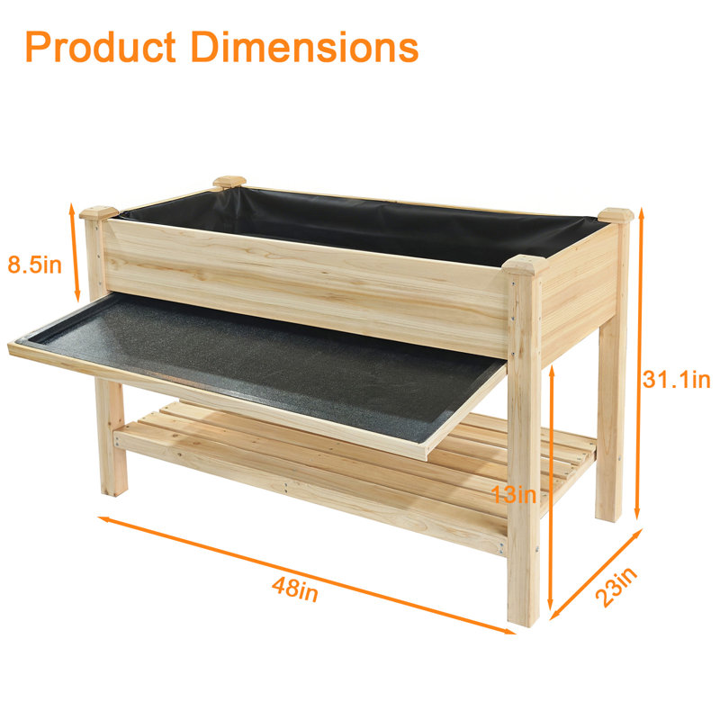 Raised Garden Beds With Water Collection Tray, 3 Drainage Holes, Elevated Reinforced Large Planter Box For Gardening