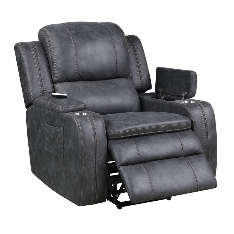 Alaattin , 38" Wide Fabric, Power Lift Recliner Chair with Cupholder and Storage in each Arm
