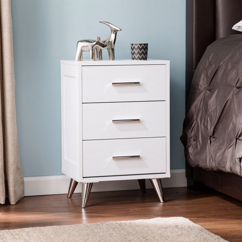 Table de chevet Mid-Century, Blanc