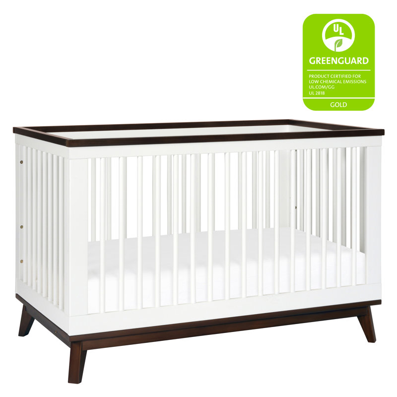 Scoot 3-in-1 Convertible Crib, White/Walnut