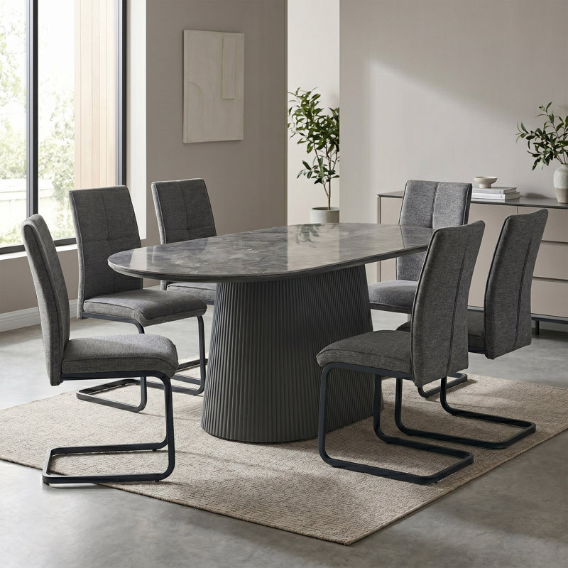 Decie Oval Stone Top Dining Table