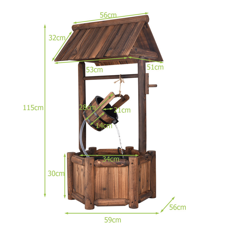Steib Outdoor Wood Waterfall Fountain
