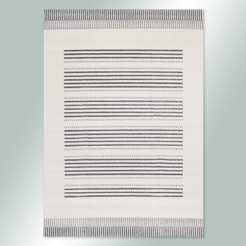 Tapis moderne à rayures Cleckheat, Rectangle 6 pi 7 po x 9 pi 10 po