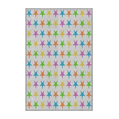 Tapis à motifs vert/bleu/mauve zone mauve