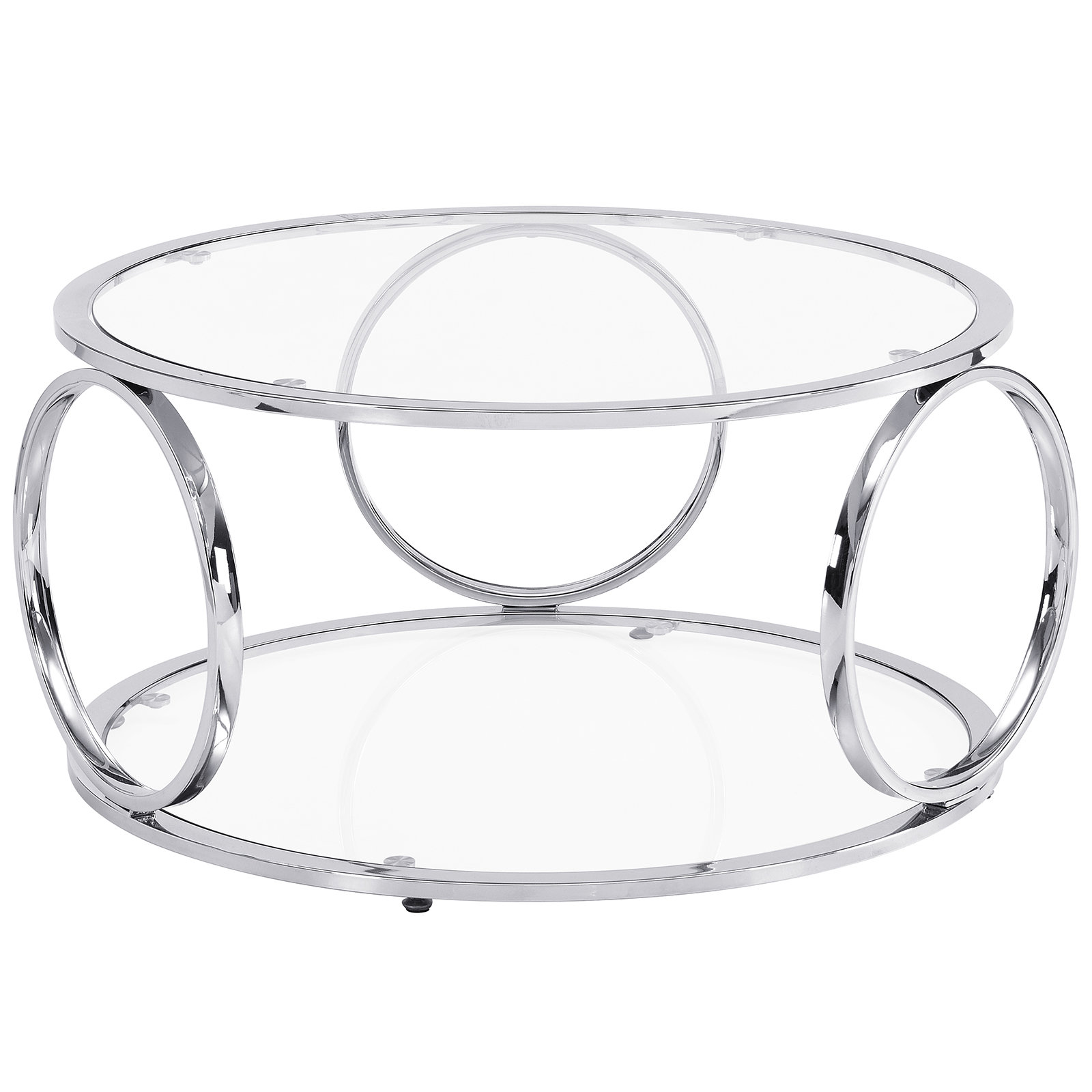 Wrought Studio Round Chrome Plated Glass Coffee Table - Wayfair Canada