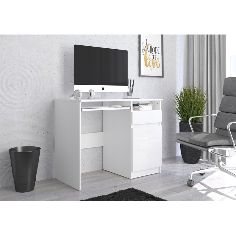 Riemy Computer Table, Highgloss Sand Grey