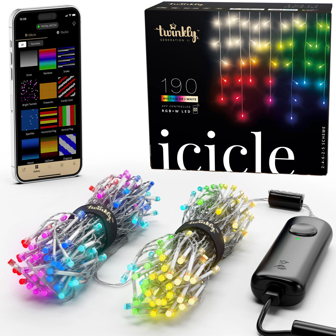 Twinkly Icicle App-Controlled Smart LED Christmas Lights 190 Twinkly 