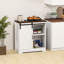 Buffet de cuisine - Buffet blanc 33 "avec porte de grange coulissante et tablette de rangement réglable
