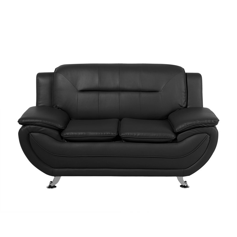Katarina 2 Seater Faux Leather Loveseat, Black