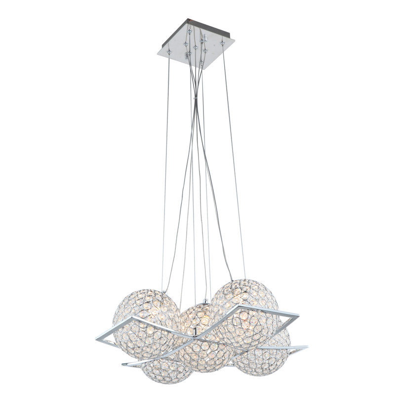 Luminaire suspendu géométrique 5 lumières grappe Ferrel