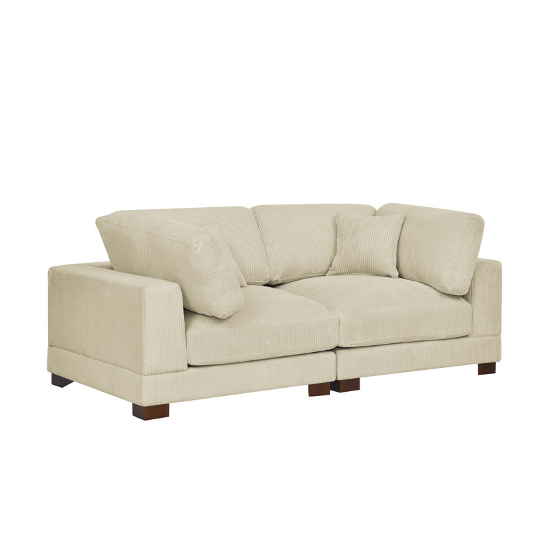 Annalissa 80'' Corduroy Loveseat, Beige