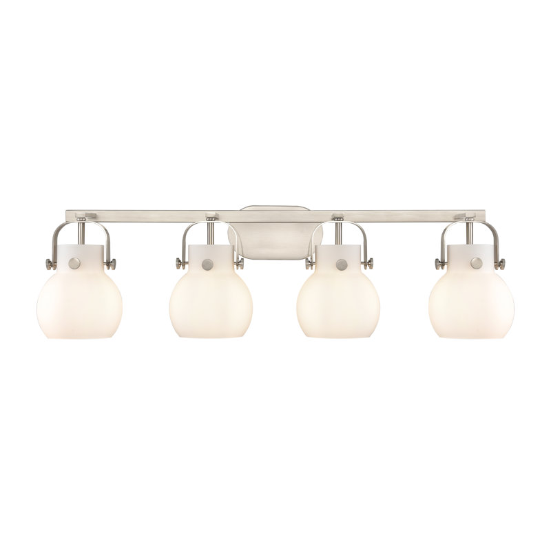 Éclairage pour meuble-lavabo mural 6 po Shueyville, Blanc, Nickel satiné, Quatre lumières