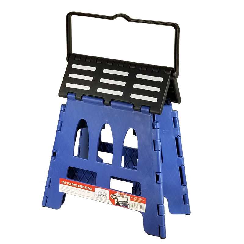 Peep 1 - Step Plastic Lightweight Folding Step Stool, Blue/Black