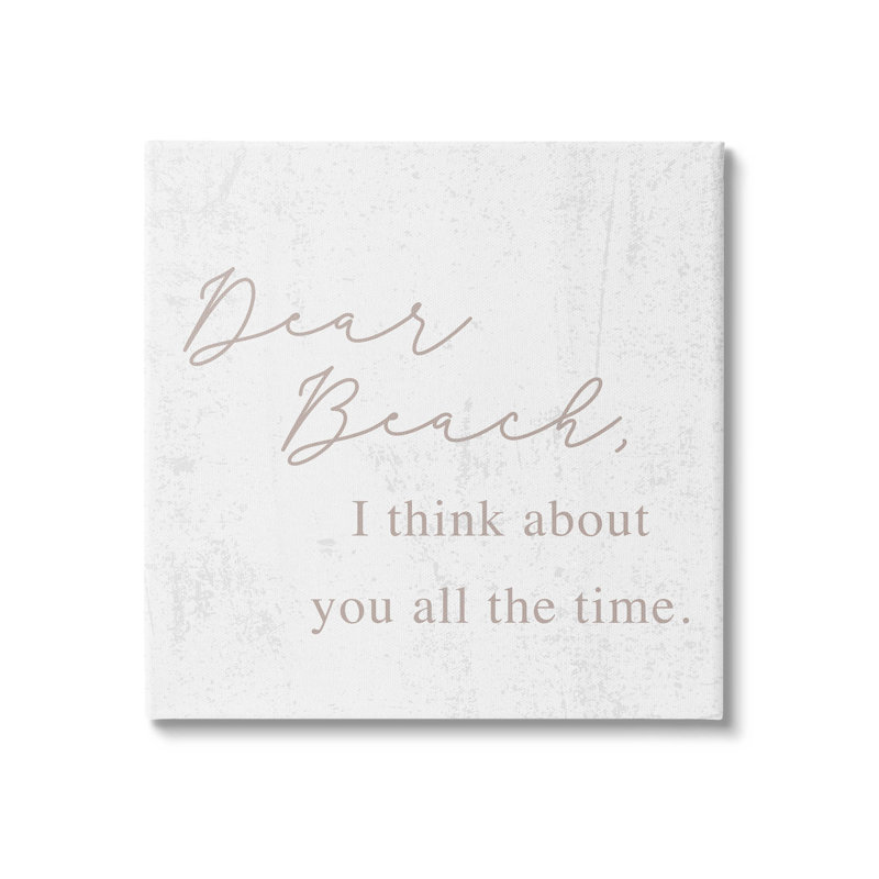 «Dear Beach I Think About You», art mural sur toile par Lil 'Rue, H 17 po x l 17 po x P 1,5 po