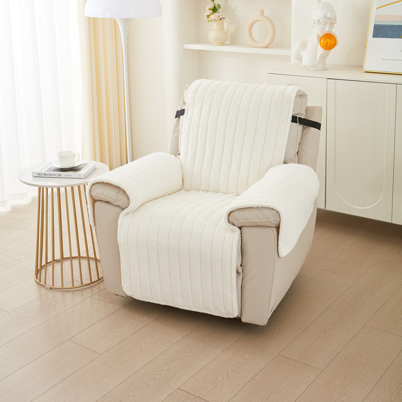 Housse pour fauteuil inclinable Shaggy, Mélange de polyester blanc