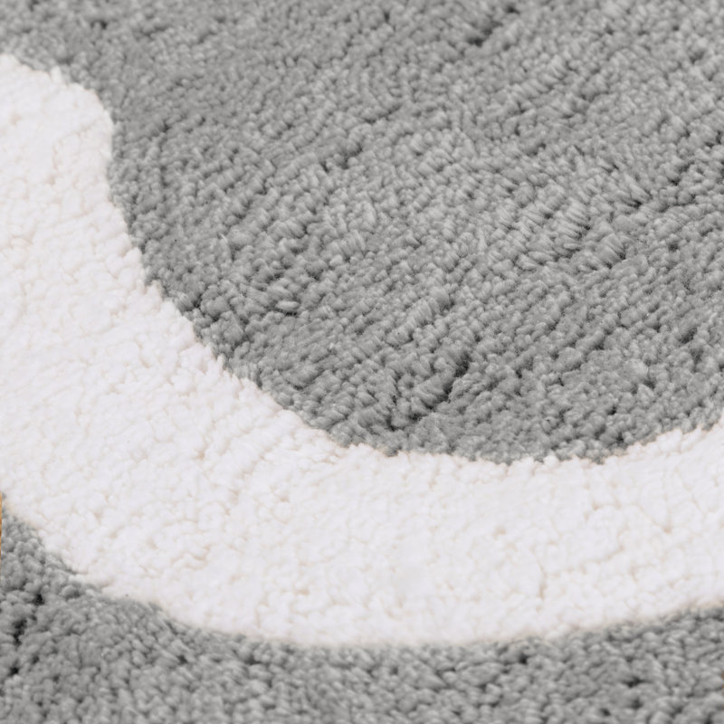 Cotton Non-Slip Bath Mat, White/Grey Center