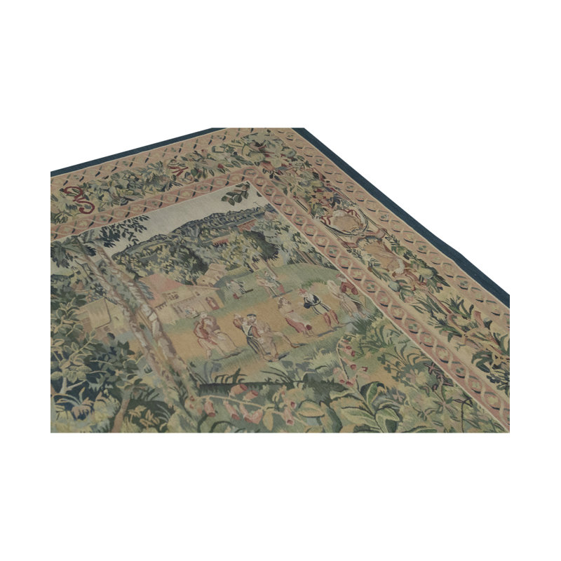 Hand-Knotted High-Quality Blue and Gold Area Rug
