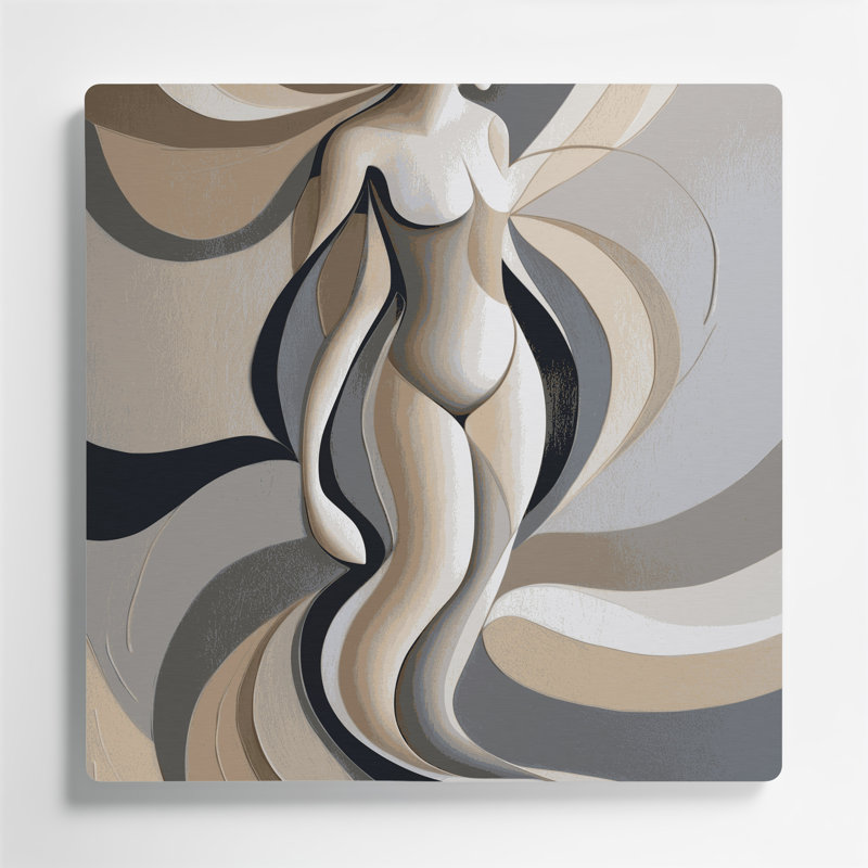 Abstrait figuratif 29, art mural en métal beige, H 12 po x l 12 po