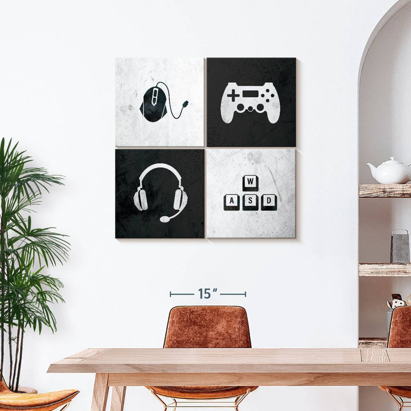 " Gamer Essentials " by Logic Nerds 4 - Pieces, 38" H x 38" W x 1.25" D