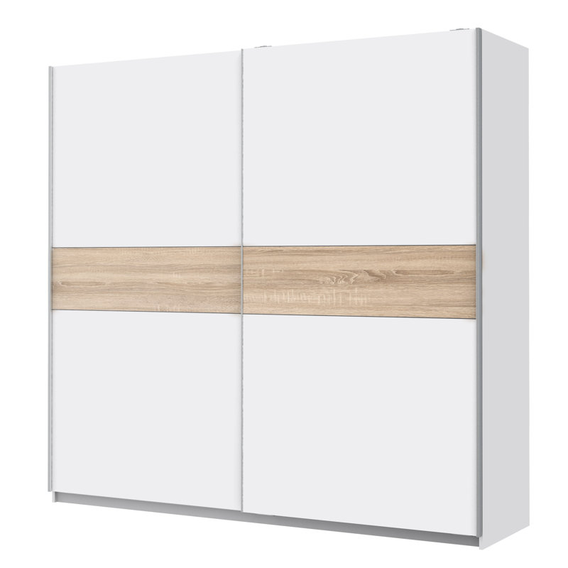 Arnaud 2 Door Manufactured Wood Wardrobe, White/Beige, 210cm H x 220cm W x 61cm D