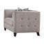 Fauteuil capitonné large brun clair Arreona-118943301