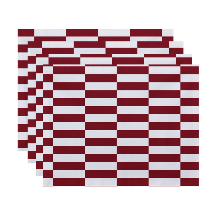 Buffington Polyester Striped Rectangle Placemat, Rust