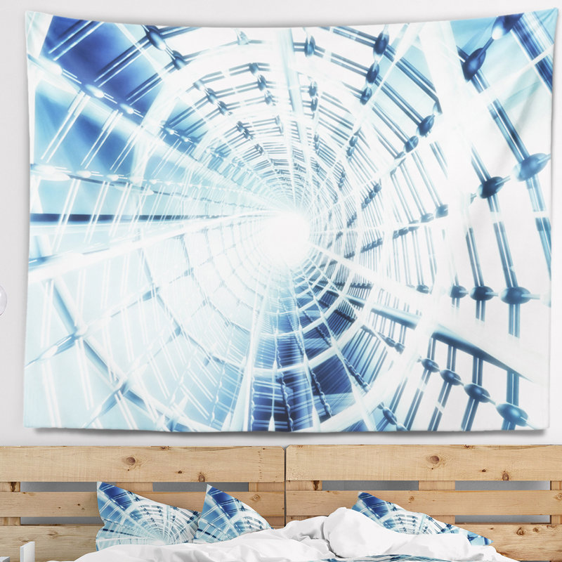 Tapisserie spirale en réseau 3d fractal, H 32 po x l 39 po