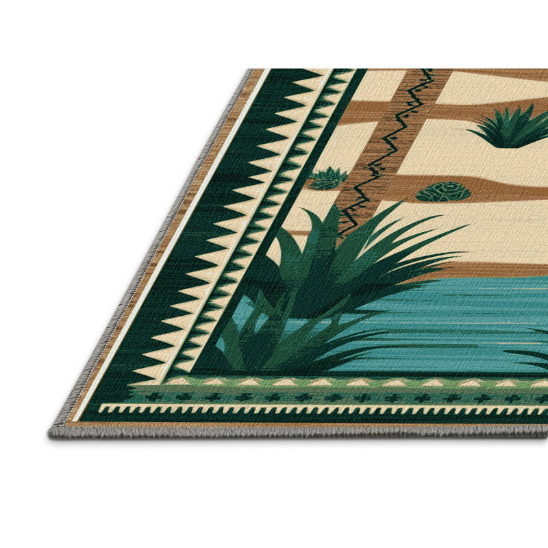  Tapis lavable Desert Oasis Southwestern, Carré 7 pi