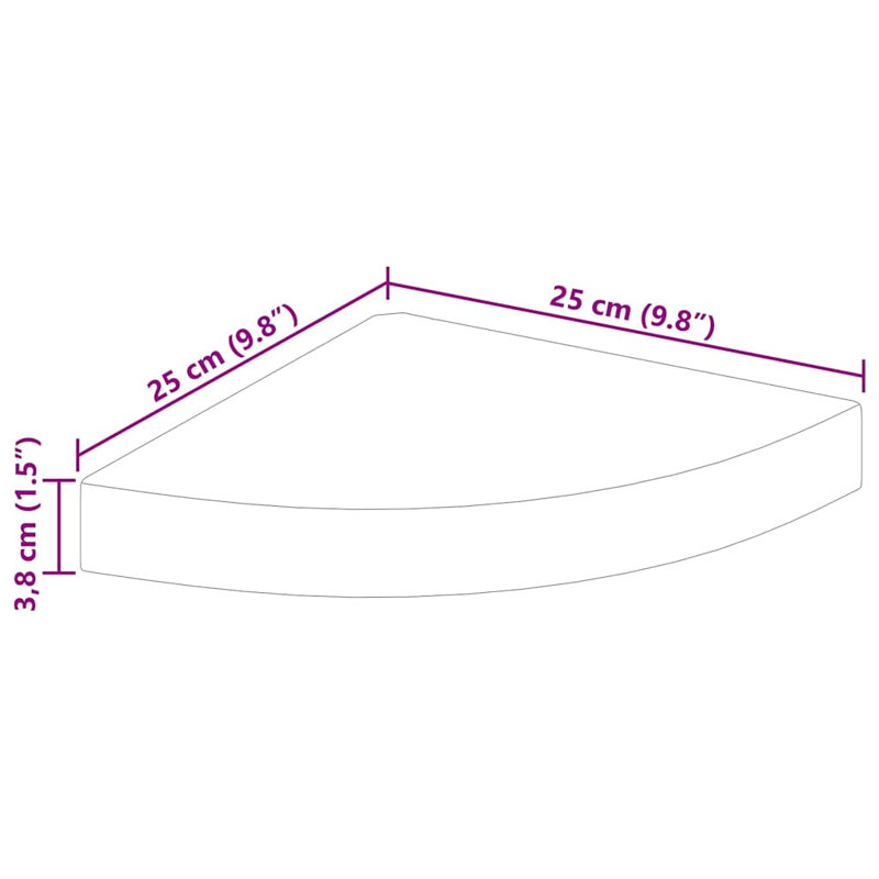 Tablette de coin murale Tablette de coin flottante, H 1,5 po x l 9,8 po x P 9,8 po, Blanc