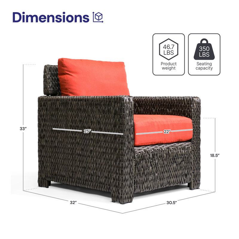 Fauteuil club d'extérieur en osier Fricis Point, Rouge