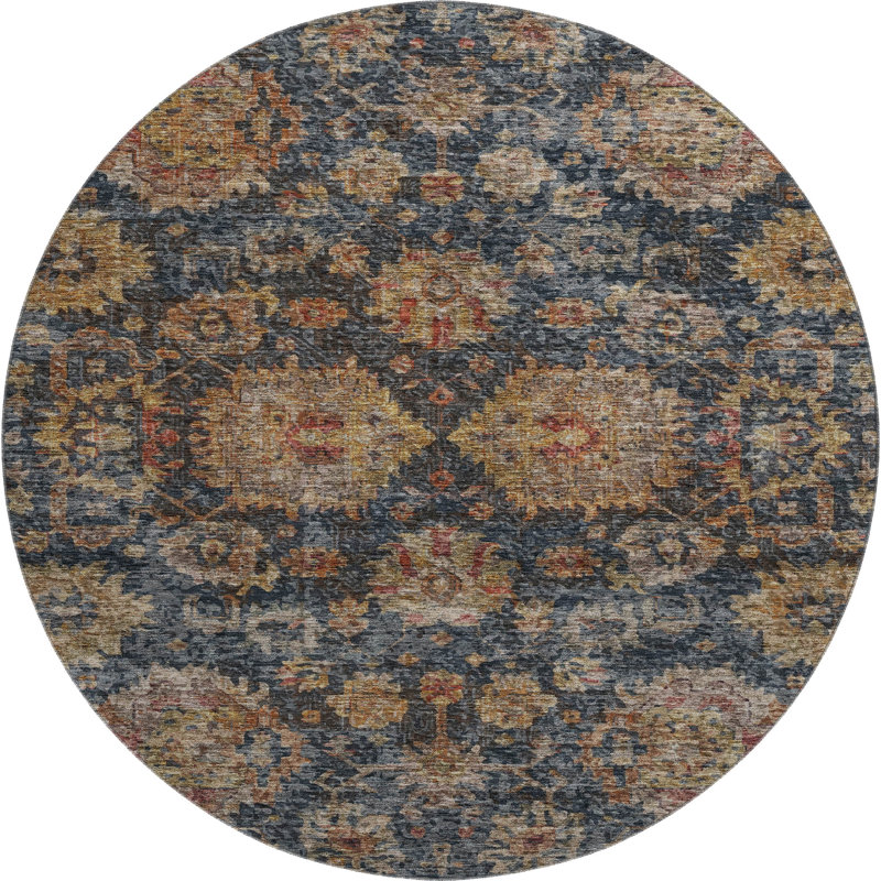 Premium Machine Washable Christina AMF1094 Damask Rug, Round 8'