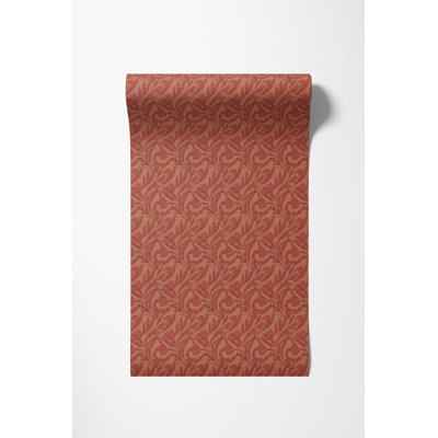 Papier peint rouge damassé, H 225 po x l 25 po, papier pré-collé