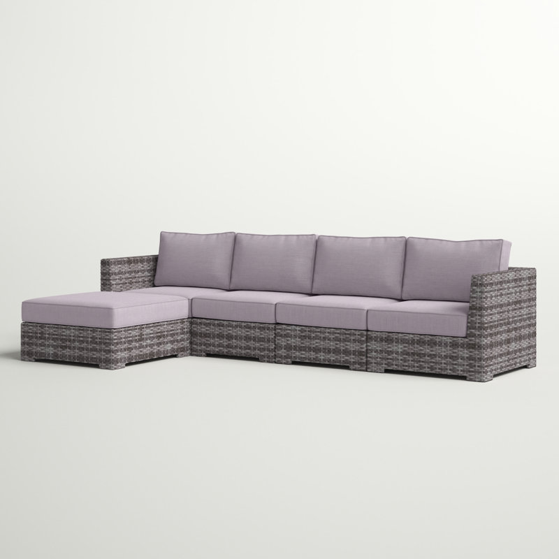 Canapé modulaire d'extérieur réversible en osier de 122 po avec coussins Moonachie
