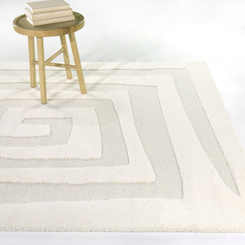 Draco Silver Abstract Modern Area Rug, Rectangle 5'3" x 7'