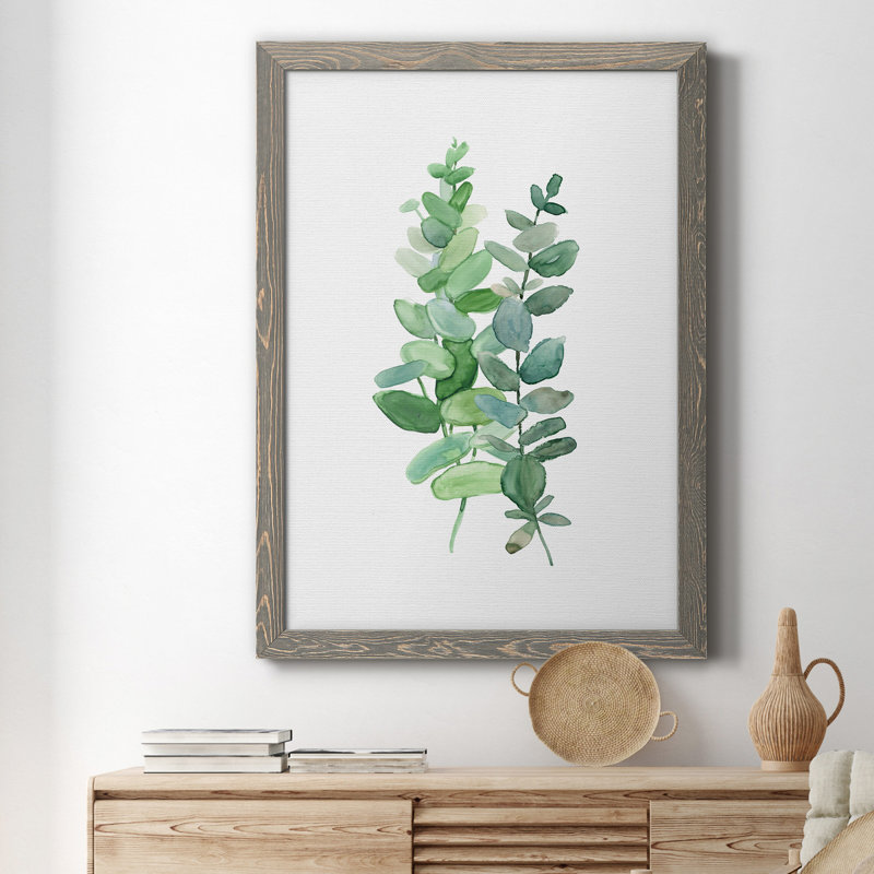Eucalyptus II - Toile encadrée de qualité supérieure - prête à être accrochée, H 24 po x l 18 po x P 1,5 po, Gris