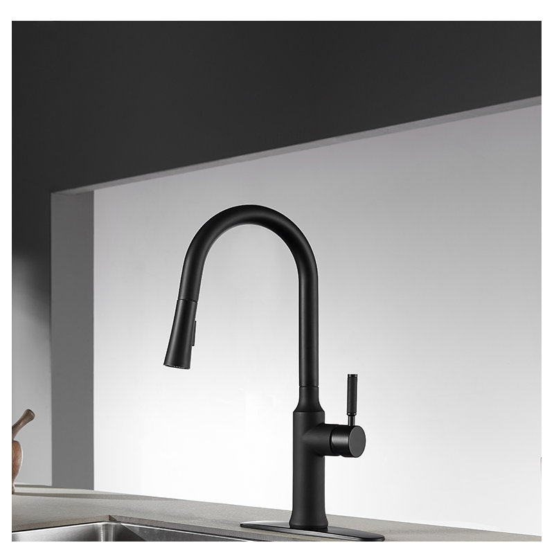 Kingston Brass Kaiser Single-Handle Pull-Down Kitchen Faucet, Matte Black