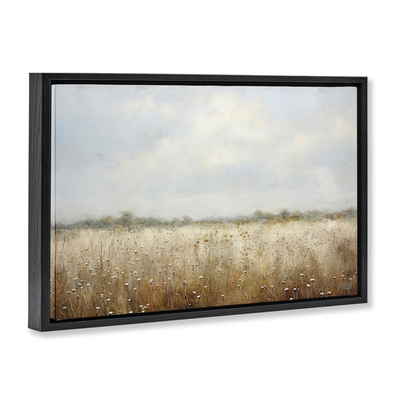 Toile flottante encadrée «Soft Daisy Field» par Roozbeh Bahramali, Cadre flottant noir de jais, H 17 po x l 25 po