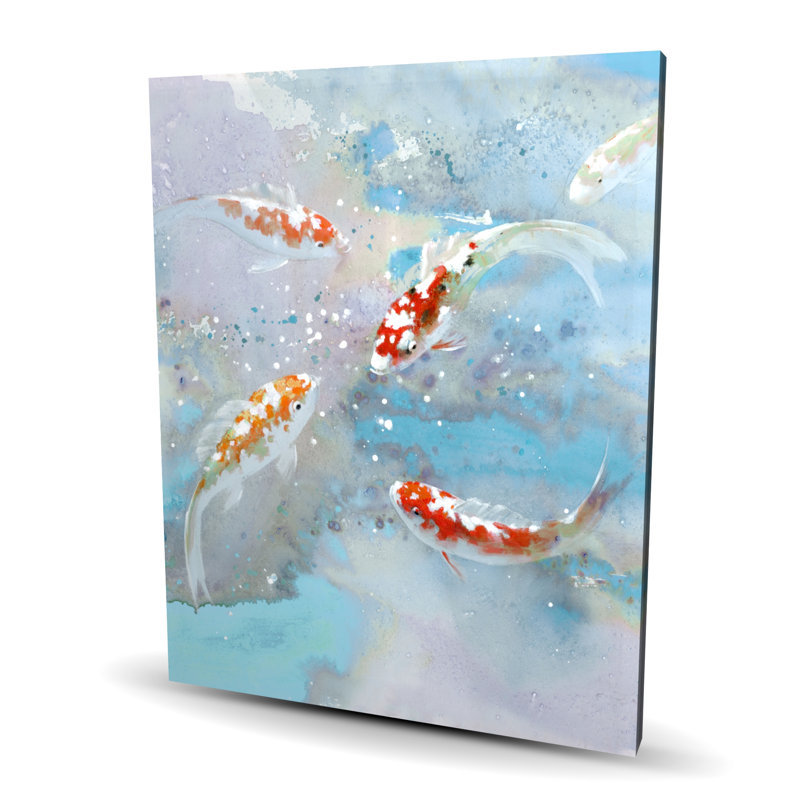 Koi poisson nageant dans l'eau bleue - décor de toile exotique bleue