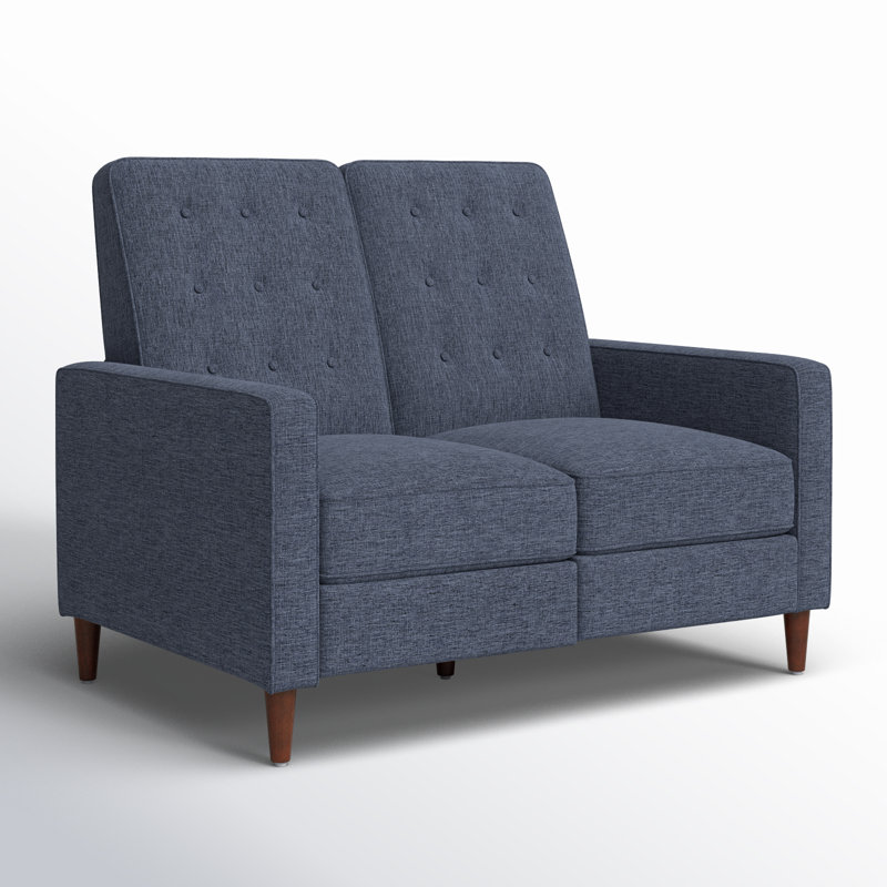 Annchen Upholstered 48.75'' Reclining Loveseat, Dark Blue 100% Polyester
