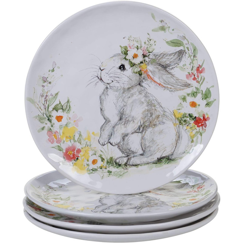 Assiettes plates 11 po Sweet Bunny, ensemble de 4