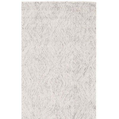 Suhayl Hand Tufted Wool/Cotton Geometric Rug in Ivory/Gray