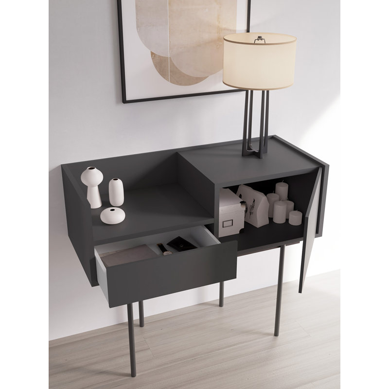 Amesfield 98cm Console Table, Graphite, Graphite, 84cm x 98cm x 42cm