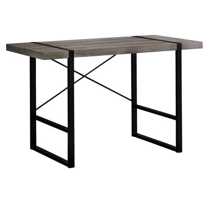 Bureau d'ordinateur l 49 po à usage domestique, structure en métal noir, stratifié, espace de travail contemporain moderne - stratifié avec pieds et confortable