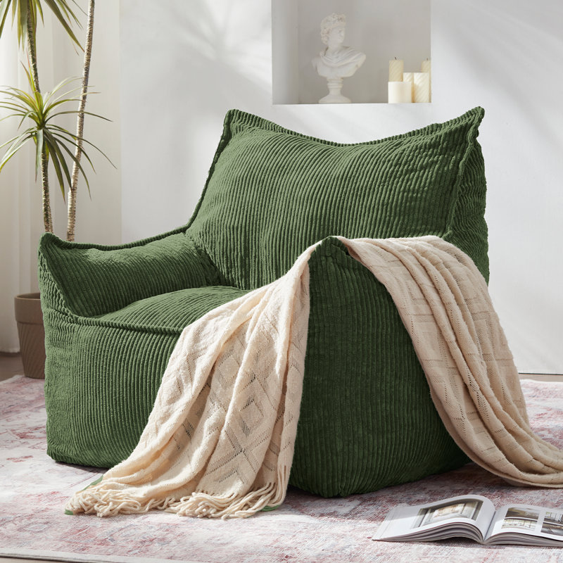 Fauteuil à billes surdimensionné moderne en velours côtelé l 39 po Modern, Velours côtelé vert