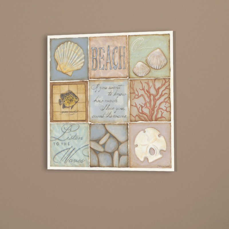 9 patchs «Count The Waves Beach», impression, H 12 po x l 12 po x P 0,5 po, Plaque murale