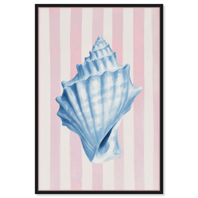 Watercolor Shell III Framed Canvas Print Coastal Wall Decor by Art Remedy, Black Frame, 16 x 24