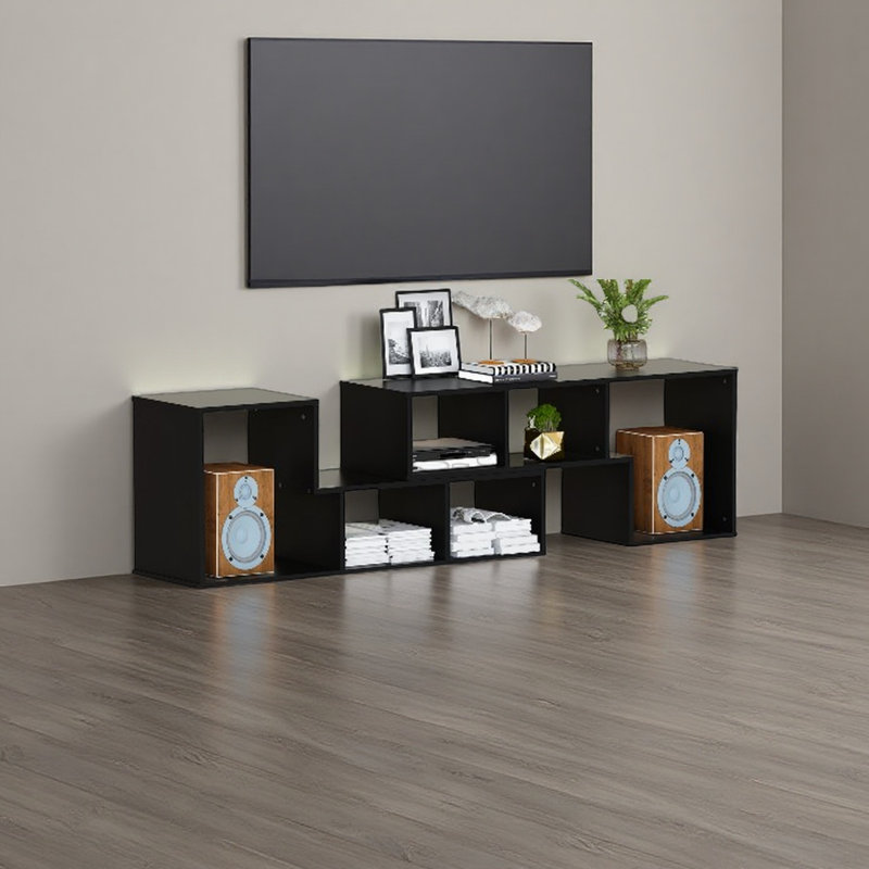 Modern Entertainment Center, TV Stand With Storage For 75 Inch Flat Screen TV, Free Combination Bookcase, Compartments TV Console Media Cabinet For Living Room, Bedroom (White)
