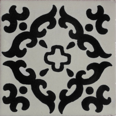 6" x 6" 4pcs TalaMex Black Barroco Talavera Mexican Tile